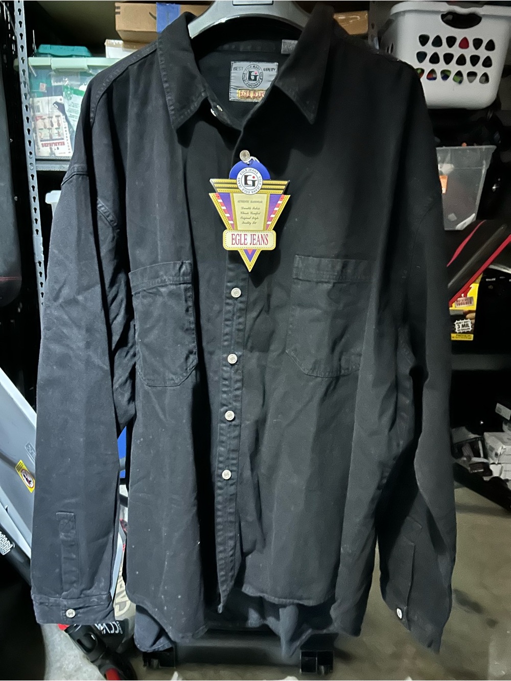 Egle Jeans Men’s 3XL Black Western Ranch Shirt 100% Cotton NWT